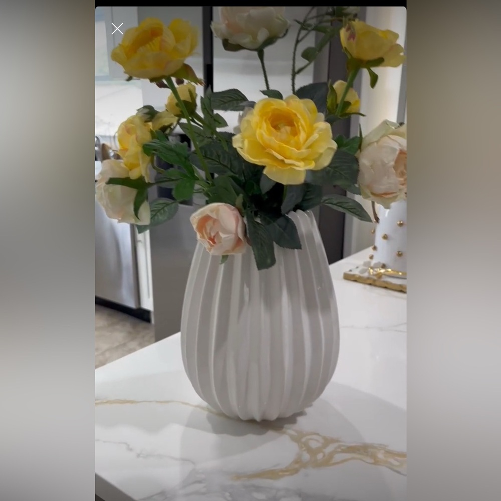 Modern White Fluted Vase